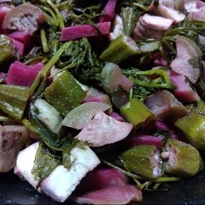 簡単ᕷ*紫小松菜とツナのオリーブオイル炒めꕤ୭*
